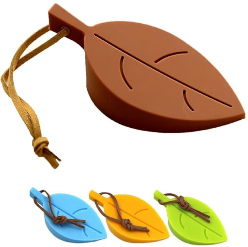 WKRTDY Tappi Porta in Silicone, 4 Pezzi a Foglia Stile Fumetto - Zeppa Flessibile con Cordino per Fermare Finestre e Porte in Giardino, Casa e Ufficio
