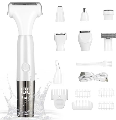 Vehoukli Elektrischer Intimrasierer für Frauen - Damenrasierer Intimbereich, Nass und Trocken - Schmerzfreier Haartrimmer wasserdichte für Bikini, Körperhaar, Achseln, Gesicht, Nase