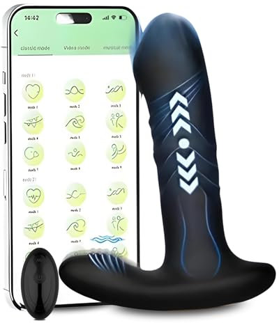 Tragbarer Dildo Vibrator für G-Punkt & Klitoris mit Stoßfunktion - Vibratoren Stimulator mit APP & Fernbedienung & 9 Modi - Vibration Sex Toy für Frauen, Paare, Mann