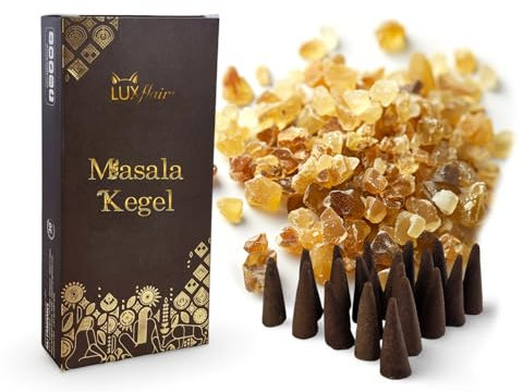 LUXflair Masala Copal - Conos de incienso (25 conos de incienso), 100% natural, con resinas finamente molidas, auténticos y hechos a mano en la India
