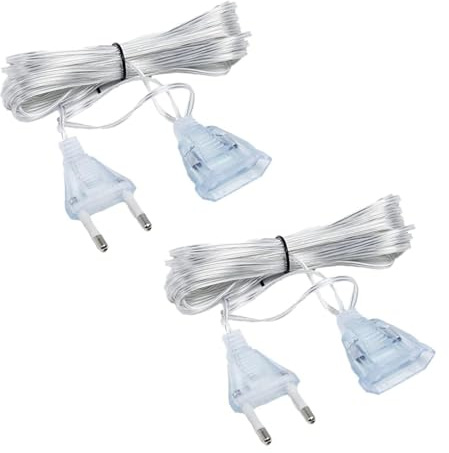 2 Pcs Verlängerungskabel Transparent Eurostecker, 5M Flachkabel für LED Licht, 220V
