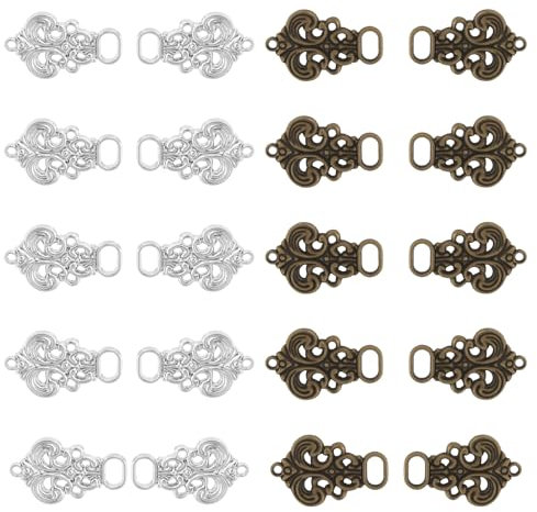 IETWATE 20 Stück Clips für Kleidung, 33 x 21mm Trachtenknöpfe, Metall Miederhaken Dirndl, Hübsche Dirndl Knöpfe, für Dirndl Tracht Mieder Coursage Trachtenmode Trachtenrock
