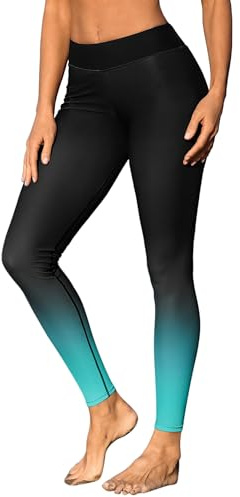 ATTRACO Women High Waisted Swim Pants Long Swim Leggings Gradient Green M