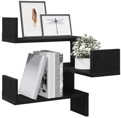 vidaXL Étagère Murale Chêne Noir 40 x 40 x 49,5 cm Bois d'ingénierie, Solutions de Rangement, étagères rectangulaires Modernes, unités pour Le Salon, Organisation Minimaliste chez soi