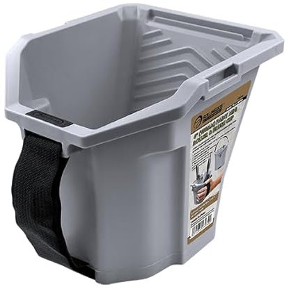 ROLLINGDOG Cubeta de pintura y taza de pintura de 100 mm con soporte magnético y correa de velcro, capacidad de 1 litro con rejilla de carga, pintura portátil multiposición para proyectos de pintura