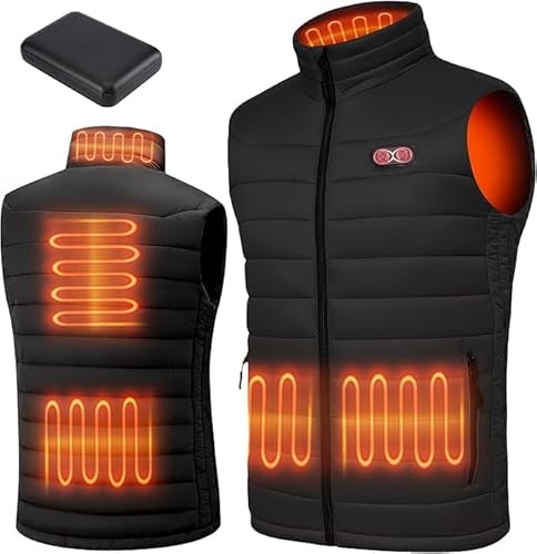 Techstuph Heated Vest for Men,Heated Body Warmer with 5 Heating Zones, Heated Jacket with 10000mah Battery Pack, Smart Electric Lightweight Heated Gilet for Fishing Hunting Thanksgiving
