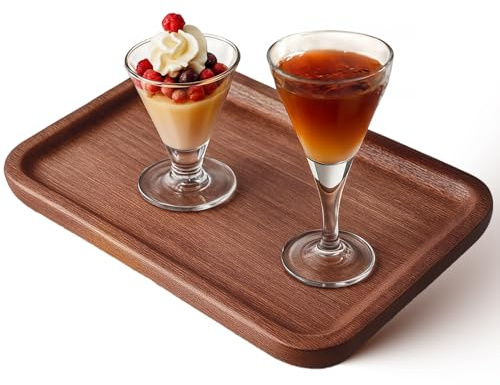 Tweruna 20cm Small Wood Tray, Rectangular Trays Decorative, Small Wood Tray for Tea or Coffee, for Bathroom, Kitchen and Home Decoration