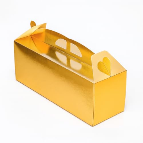 Générique Set med 5 x julburkar, 33 x 11 x 12 cm + 5 munhållare, 30 x 10 cm, tårtlådor, guld- och vit vändbar, perfekt för att bära och förvara dekorerade kakor