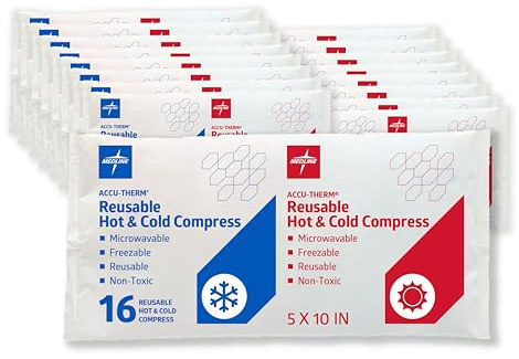 Medline Accu-Therm Reusable Hot/Cold Gel Packs, 5” x 10”, Soft & Flexible, for Injuries, Fast Relief, Recovery & Muscle Soreness - Pack of 16