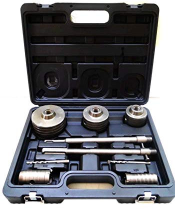 Frese Carotatrici/Carotatrice/Fresa Muro A Tazza Per Trapano 9 Pezzi Con 2 Barre/Aste/Prolunga SDS PLUS + SDS MAX