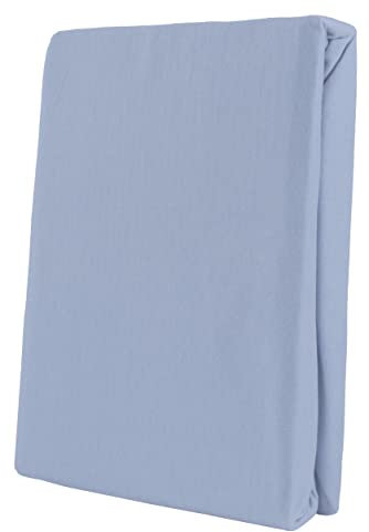Leonado Vicent - Classic Spannbettlaken Bettlaken 100% Baumwolle Jersey Spannbetttuch in vielen Farben & Größen, Maße Spannbettlaken:200 x 200 cm - 200 x 220 cm, Farbe Spannbettlaken:Hellblau