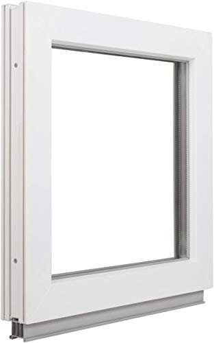 Komforta Festverglasung Kunststoff Fenster - Kellerfenster BxH: 40 x 40 cm weiß Fenster- Doppelverglasung Fenster Für Gartenhaus/Garagen Fenster -Premium Kunststofffenster BxH: 400 x 400 mm