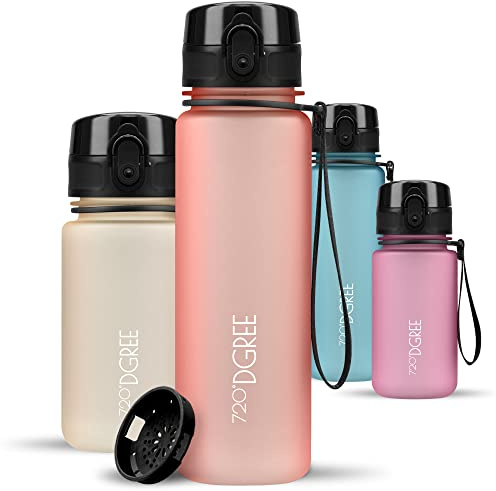 720°DGREE Trinkflasche Kinder 500ml “uberBottle“ softTouch +Sieb - Auslaufsicher, BPA-Frei - Flasche für Schule, Sport, Fitness - Wasserflasche aus Tritan - Schmal, Leicht, Stoßfest, Wiederverwendbar