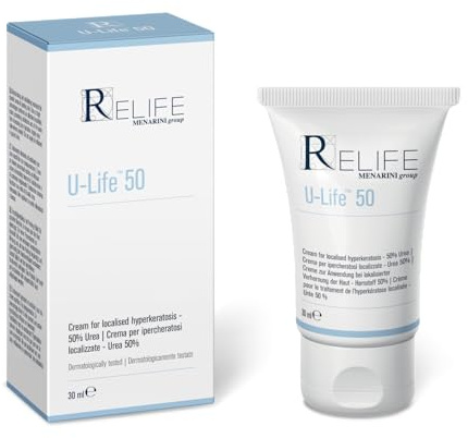 Relife U-Life 50 - Pasta anidra esfoliante per ipercheratosi localizzate. Per pelle screpolata soggetta a desquamazione con Urea al 50%. Tubo da 30ml