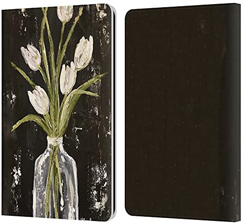 Head Case Designs Licenciado Oficialmente Haley Bush Tulipanes Blancos en Tarro de Cristal Pintura Floral Carcasa de Cuero Tipo Libro Compatible con Kindle Paperwhite 1/2 / 3
