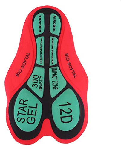zalati Coussin de Short de Cyclisme à séchage Rapide Coussin de sous-vêtement en Tissu Doux et Respirant pour Une Conduite Confortable - Rouge et Vert