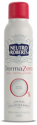 Neutro Roberts, Deodorante Spray Dermazero, Ipoallergenico, Nichel Tested, Zero Sali di Alluminio, Zero Alcol, Con Puro Olio di Glicerina, Dermatologicamente testato, 150 ml, 48h