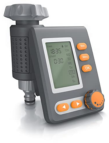 Brandson - digitaler Bewässerungscomputer mit Display - Wasserzeitschaltuhr - Bewässerungssteuerung - Bewässerungssystem – Bewässerungsprogramm 1 – 240 Minuten – Bewässerung 6h / 12h / tageweise