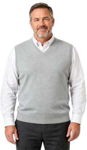Krumba Hommes Pull Gilet pour Plus Taille: Grande Hauteur Col V sans Manches Tricoter Coton Arrêtez-Vous