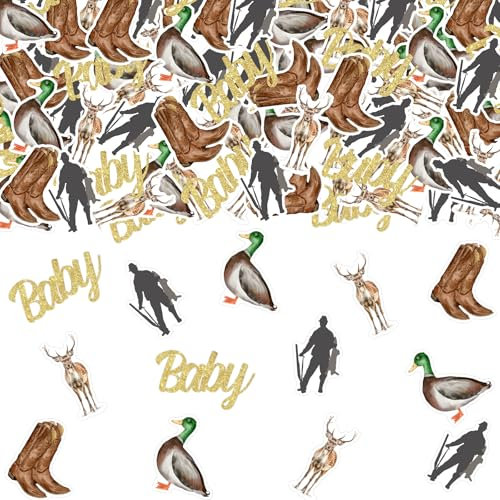 Funmemoir Jagd-Babyparty-Dekorationen für Jungen, 200 Stück, Jagd, Babyparty, Konfetti, doppelseitig, Tischdekoration, Streukonfetti für Jagd, Motto It's a Boy, Babyparty-Dekorationen