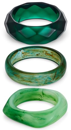LILIE&WHITE Acrylic Resin Bracelets For Women Chunky Green Bangle Bracelets Fashion Geometric Bracelet Sets Chic Colorful Bracelet Jewelry Gift