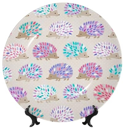 PHAYAH Plato decorativo de porcelana con diseño de erizo, diseño de lunares, duradero, suave y perfecto para el hogar, la oficina y la cafetería