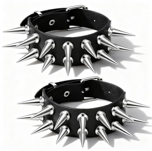 2 Stück Nietenarmbänder Rock Punk Armband PU-Lederarmband Gothic