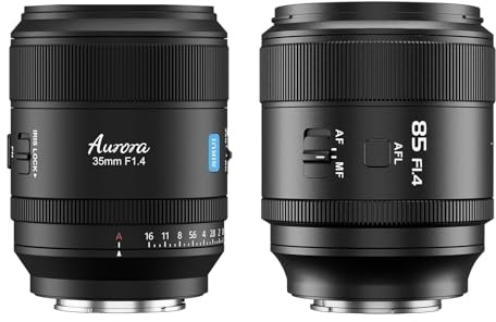 SIRUI Aurora F1.4 Set de Objetivos de Enfoque Automático de Formato Completo, Objetivo Teleprime de 85mm para Retrato y Objetivo Gran Angular Prime de 35mm para Cámaras de Montura L, Negro