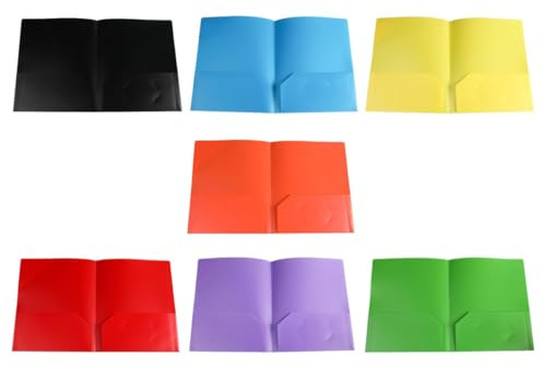 MAGICLULU Lot de 7 Pochettes Plastiques à Double Compartiment, Dossiers de Classement pour Réunion et École, Organiseur de Fichiers Coloré