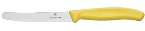 Victorinox couteau de cuisine avec lame dentelée swiss classic 11 cm Jaune/noir - Jaune