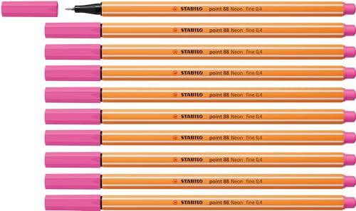STABILO - Fineliner - point 88-10er Pack - Neonfarbe, leuchtfarbenrosa