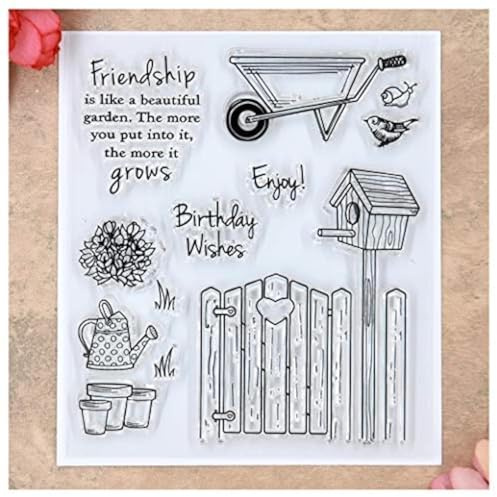 Kwan Crafts Sellos transparentes para tarjetas de felicitación de cumpleaños de la amistad para disfrutar del jardín, para hacer tarjetas, decoración y álbumes de recortes de bricolaje