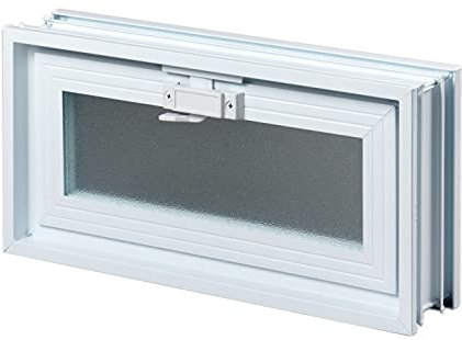 Ventana de ventilación para insertar en una pared de bloques de vidrio, ladrillo u hormigon | Dimensiones cm 38,4x19x8 | Sustituye 2 bloques de vidrio de 19x19x8 cm | Unidad de venta 1 ventana
