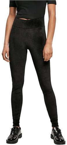 Urban Classics Women's Ladies High Waist Velvet Leggings, Black, L