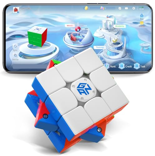 GAN 356 i 3 Stickerless Speed Puzzle Cube, 3x3 Smart Cube 356 i3 Magnetic Cube Intelligent Tracking Timing Movements Steps with CubeStation App Gan Cube Puzzle Toys(GANRobot not Included)