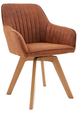 Riess Ambiente Drehbarer Design Stuhl Livorno Vintage braun Buchenholz Beine Esszimmerstuhl Küchenstuhl Besucherstuhl