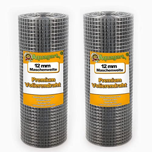 Aquagart® Rete metallica per voliera, rete metallica zincata, robusta griglia di saldatura, disponibile in diverse versioni (75 m, filo per voliera, 12 mm)