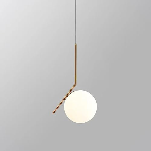 Partenopea® Lampadario a sospensione lampada moderna da soffitto con corpo in metallo color bronzo e sfera in vetro attacco per lampadina G9 (lampadina esclusa, Sfera 15 cm)
