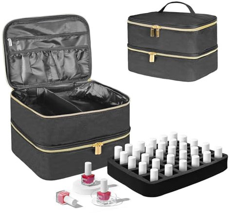 BOHEMIABY Porta Smalti Organizer, Borsa Porta Smalti può Ospitare 30 Smalto Unghie, Scatola da Viaggio Per Smalti, Valigia per Unghie Professionale Mettere Fornetto Unghie Semipermanente (Nero)