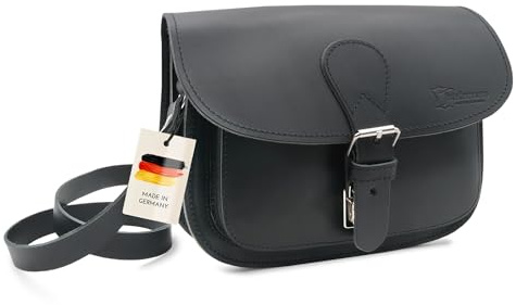 Thielemann Handtasche Damen San Francisco Made in Germany, aus extra starkem Leder Tasche zum Umhängen, Crossbody Bag Frauen, Umhängetasche Vintage (schwarz)