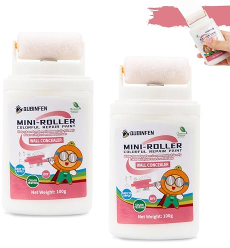2 rodillos para pintura reparación de paredes, rodillos para pintura rodillo para reparación de paredes con pintura blanca, herramienta de reparación para paredes para manchas, grietas, grafitos,