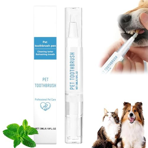 Pet Toothbrush Pen, Dog Teeth Cleaning Pen,Zahnbürsten-Reinigungsstift für Haustiere,Zahnsteinentferner Hund,Katzenzahnbürste Zahnreiniger,Zahnaufhellung und Reinigung für Katzen und Hunde (1PC, 3ml)