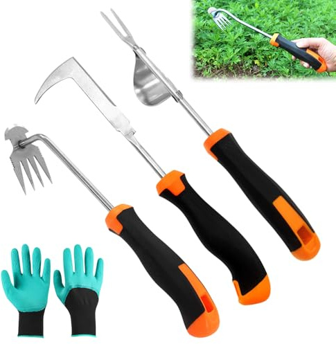 3 pezzi Estirpatore Erbacce Manuale, Sarchiatore Giardinaggio Manuale, Strumento Di Diserbo In Acciaio Inossidabile, Sarchiatore Multiuso,Inossidabile Togli Erbacce Da Giardino Per Diserbo Da Giardino