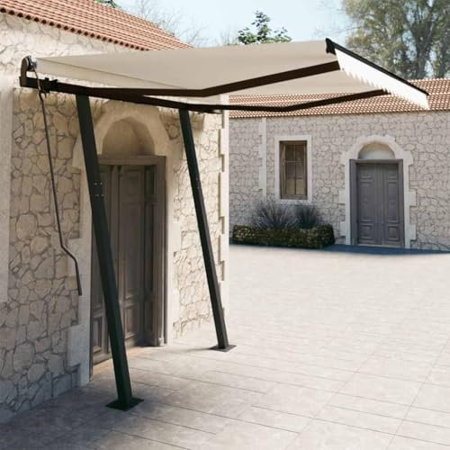 OHOOWOO Toldo automático retráctil con Postes Color Crema 3x2, Artículos de Exterior