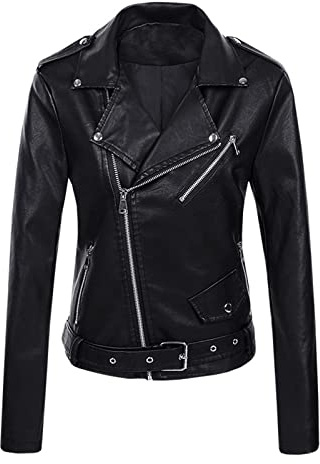 Chaqueta De Piel Autentica Mujer, Cazadora De Piel Auténtica Mujer Bomber Mujer Estilo Vintage Manga Larga Shacket Recubierto De PU Chaqueta De Cuero Sinttico Jacket Coated Biker Chaqueta De Invierno