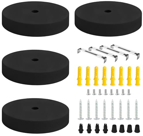 Lot de 4 cache-câbles en métal noir 100 mm x 25 mm pour toutes les lampes