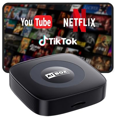 Ai Magic Box for Streaming Netflix/YouTube/TikTok, Wireless CarPlay Adapter Dongle Support TF Card for OEM Wired Car Play & Android Auto Cars Automotive Compasses