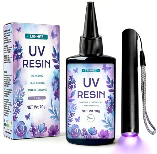 UV Resin Kit with Light, 70g UV Glue Adhesive with 395nm UV Flashlight, Fast Curing & Strong Bonding, Professional UV Resin Set for Jewelry Making, Plastic Welding, Glass & Acrylic Repair