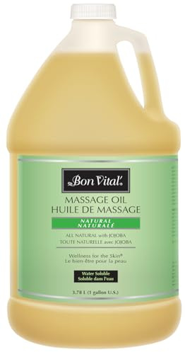Bon Vital Naturale Massage Oil Made with Natural Ingredients for an Earth-Friendly Massage, Revives and Rehydrates Dry Skin Naturally, with Green Tea Extract, 1 Gal, Label may Vary