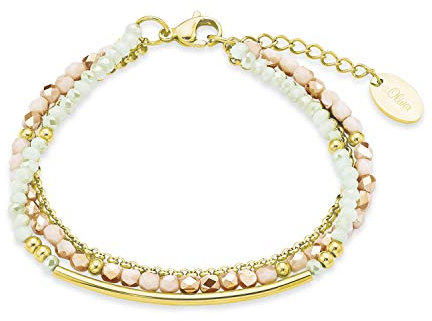 s.Oliver Damen-Armband Peach loves Lightgreen Edelstahl Glas mehrfarbig 20 cm - 573092